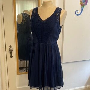 Elegant Navy Blue Lace Dress